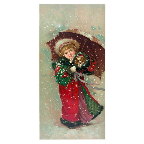 Little Girl Dog Black Modern Wood Framed Art Print with Double Matting by Vintage Apple Collection