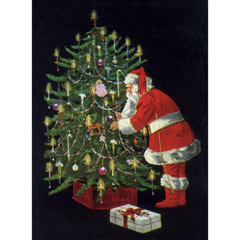 Santa II Gold Ornate Wood Framed Art Print with Double Matting by Vintage Apple Collection