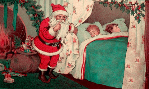 Sleeping Children White Modern Wood Framed Art Print with Double Matting by Vintage Apple Collection