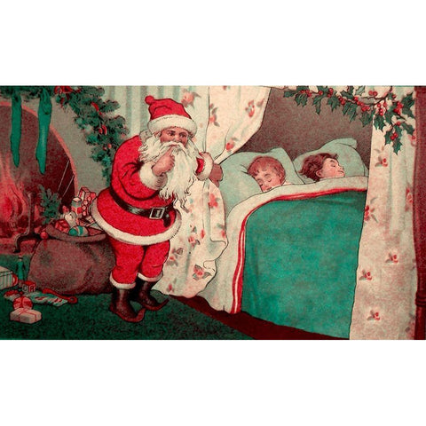 Sleeping Children Black Modern Wood Framed Art Print by Vintage Apple Collection