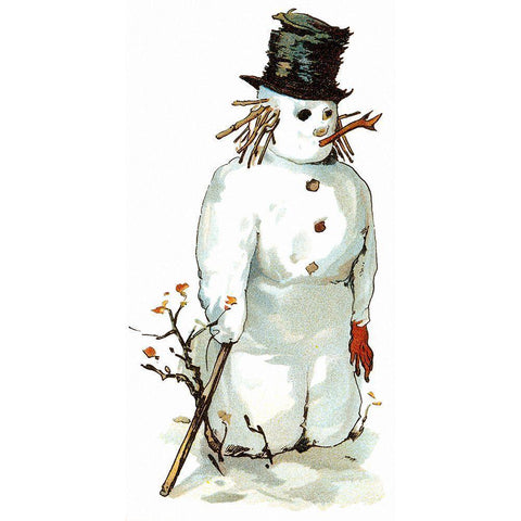 Snowman White Modern Wood Framed Art Print by Vintage Apple Collection