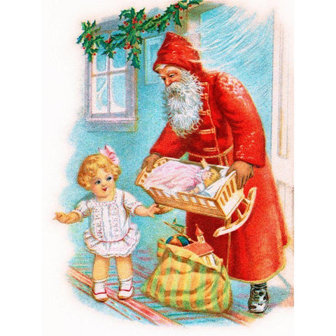 Vintage Xmas 3 Gold Ornate Wood Framed Art Print with Double Matting by Vintage Apple Collection