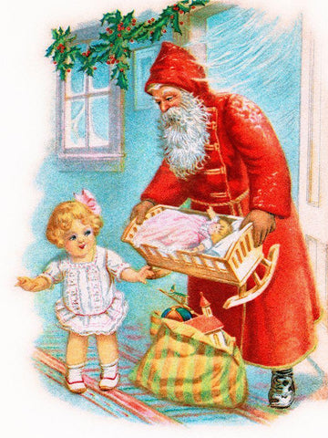 Vintage Xmas 3 White Modern Wood Framed Art Print with Double Matting by Vintage Apple Collection