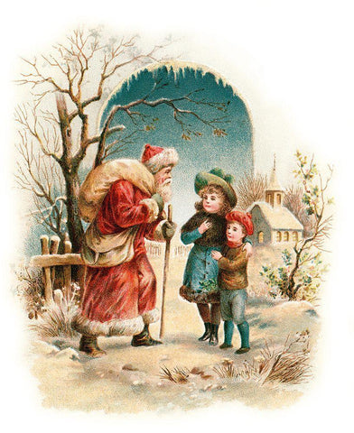 Vintage Xmas 4 White Modern Wood Framed Art Print with Double Matting by Vintage Apple Collection