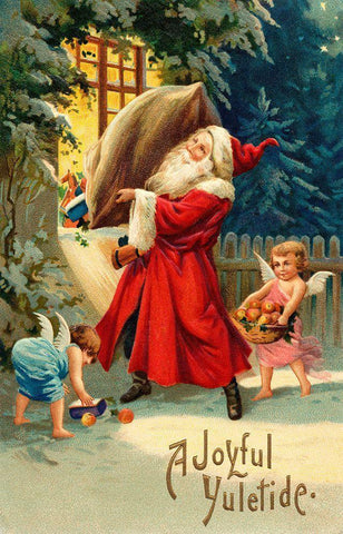 Vintage Xmas 5 White Modern Wood Framed Art Print with Double Matting by Vintage Apple Collection