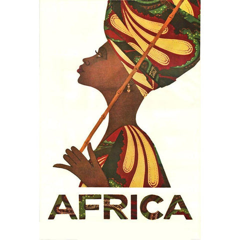 Africa Turban Gold Ornate Wood Framed Art Print with Double Matting by Vintage Apple Collection