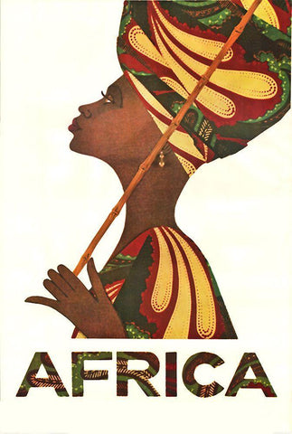 Africa Turban White Modern Wood Framed Art Print with Double Matting by Vintage Apple Collection