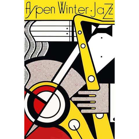 Apen Winter Jazz Black Modern Wood Framed Art Print with Double Matting by Vintage Apple Collection