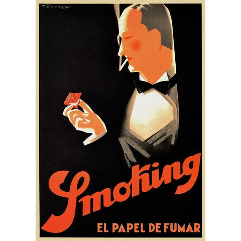 Art Deco Smoking Black Modern Wood Framed Art Print with Double Matting by Vintage Apple Collection