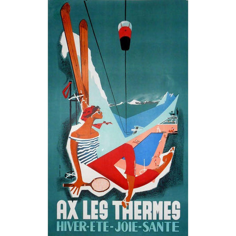 Ax Les Thermes Black Modern Wood Framed Art Print with Double Matting by Vintage Apple Collection