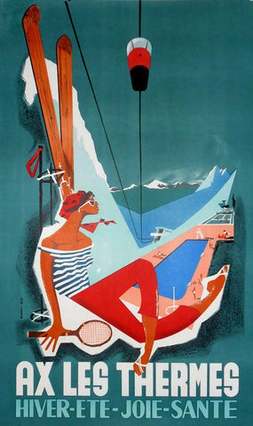 Ax Les Thermes White Modern Wood Framed Art Print with Double Matting by Vintage Apple Collection