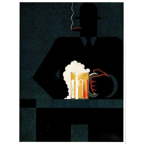 Beer in the Middle of the Night Gold Ornate Wood Framed Art Print with Double Matting by Vintage Apple Collection