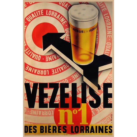 Beer Vezelise White Modern Wood Framed Art Print by Vintage Apple Collection