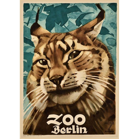 Berlin Zoo Black Modern Wood Framed Art Print with Double Matting by Vintage Apple Collection