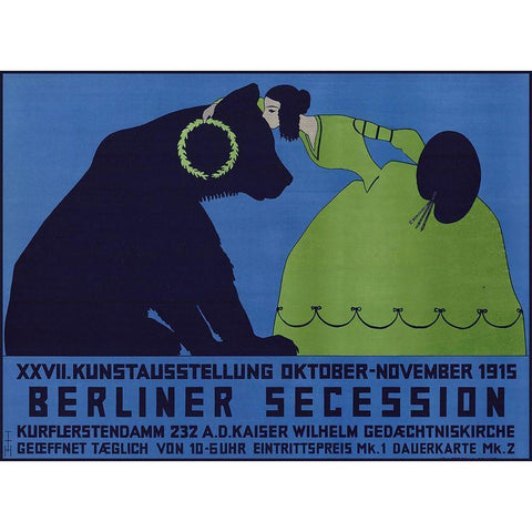 Berliner Secession Black Modern Wood Framed Art Print with Double Matting by Vintage Apple Collection