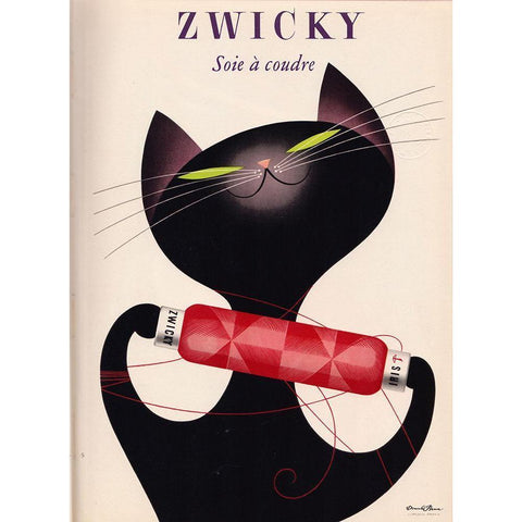 Black Cat Red Bottle Black Modern Wood Framed Art Print by Vintage Apple Collection