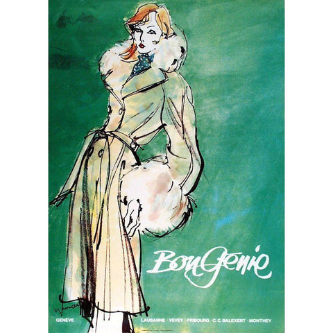 Bon Genie White Modern Wood Framed Art Print by Vintage Apple Collection