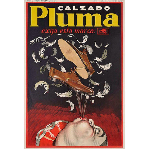 Calzado Pluma White Modern Wood Framed Art Print by Vintage Apple Collection