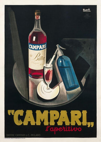 Campari Laperitiv Nizzoli White Modern Wood Framed Art Print with Double Matting by Vintage Apple Collection