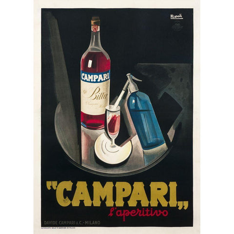 Campari Laperitiv Nizzoli Gold Ornate Wood Framed Art Print with Double Matting by Vintage Apple Collection