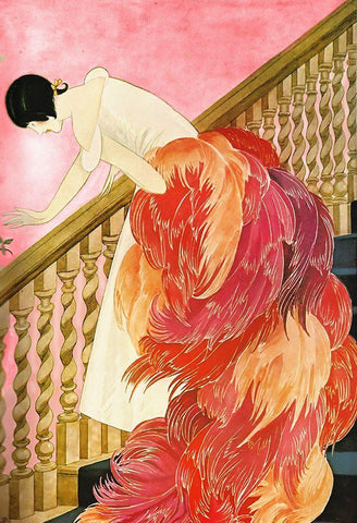 Feathers Black Ornate Wood Framed Art Print with Double Matting by Vintage Apple Collection