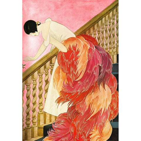 Feathers Black Modern Wood Framed Art Print by Vintage Apple Collection