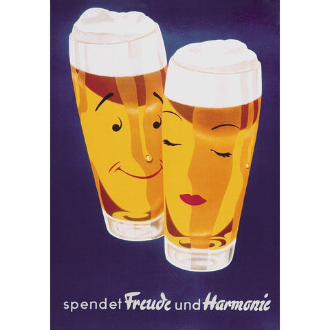 Female Male Beer White Modern Wood Framed Art Print by Vintage Apple Collection