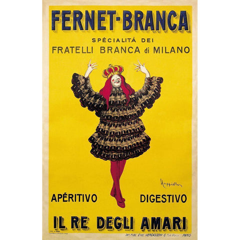 Fernet Branca Yellow Gold Ornate Wood Framed Art Print with Double Matting by Vintage Apple Collection