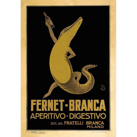 Fernet Branca Black Modern Wood Framed Art Print with Double Matting by Vintage Apple Collection