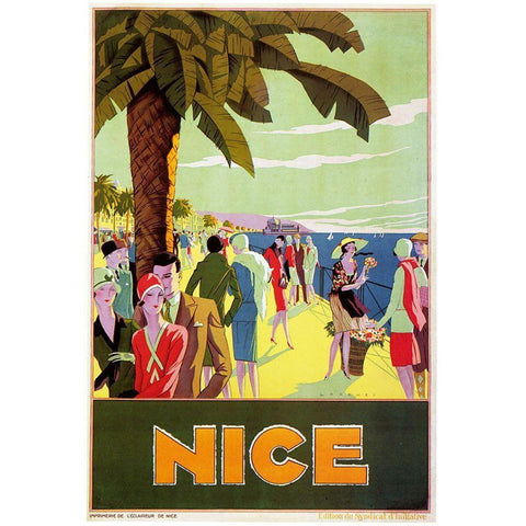 France Nice White Modern Wood Framed Art Print by Vintage Apple Collection
