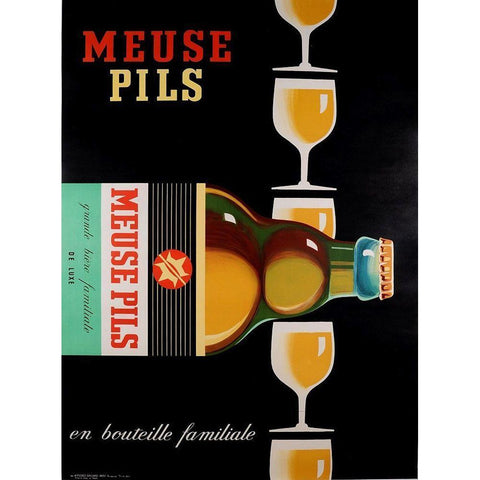 Meuse Beer White Modern Wood Framed Art Print by Vintage Apple Collection