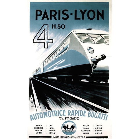 Paris Lyon Train White Modern Wood Framed Art Print by Vintage Apple Collection