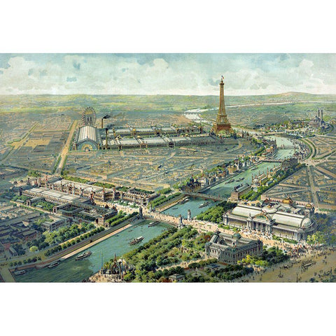 Paris Expo - Rare Black Modern Wood Framed Art Print with Double Matting by Vintage Apple Collection