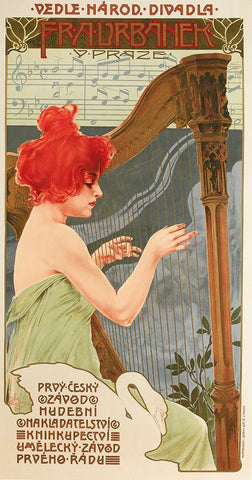 Redhead Harp White Modern Wood Framed Art Print with Double Matting by Vintage Apple Collection