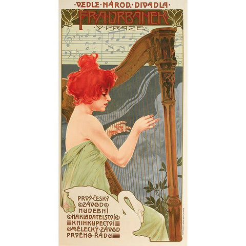 Redhead Harp White Modern Wood Framed Art Print by Vintage Apple Collection