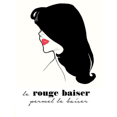 Rouge Baiser White Modern Wood Framed Art Print by Vintage Apple Collection