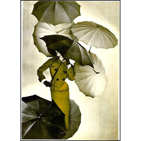 Umbrella Black Modern Wood Framed Art Print with Double Matting by Vintage Apple Collection