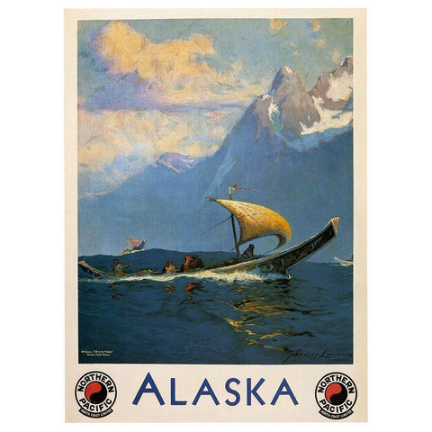 Vintage Alaska Black Modern Wood Framed Art Print with Double Matting by Vintage Apple Collection