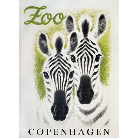 Copenhagen Zoo Black Modern Wood Framed Art Print with Double Matting by Vintage Apple Collection