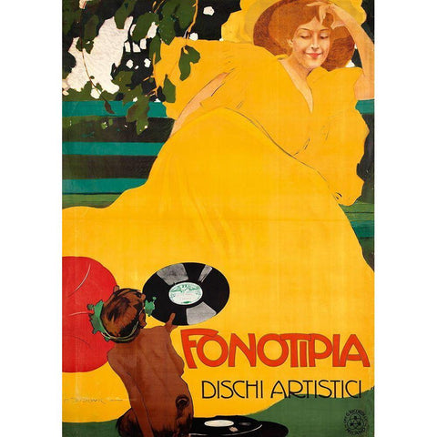 Fonotipia White Modern Wood Framed Art Print by Vintage Apple Collection