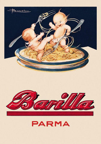 Barilla-Parma Black Ornate Wood Framed Art Print with Double Matting by Vintage Apple Collection