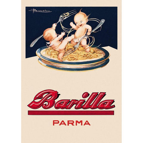 Barilla-Parma White Modern Wood Framed Art Print by Vintage Apple Collection