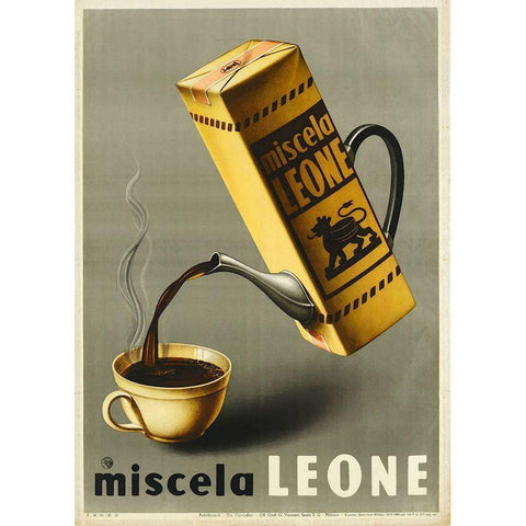 Coffee Leone Black Modern Wood Framed Art Print with Double Matting by Vintage Apple Collection