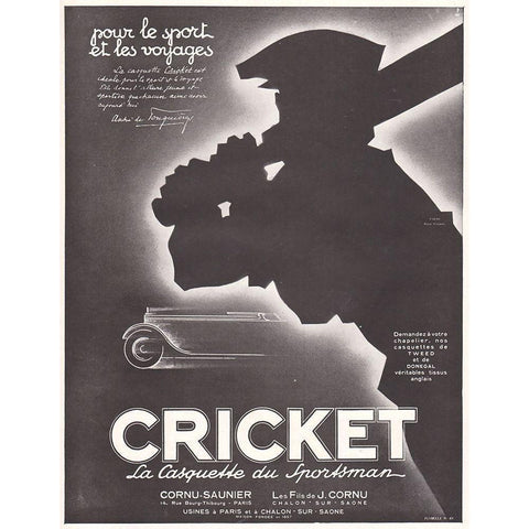 Cricket Mens Hats Black Modern Wood Framed Art Print with Double Matting by Vintage Apple Collection