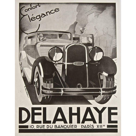 Delahaye Black Modern Wood Framed Art Print with Double Matting by Vintage Apple Collection