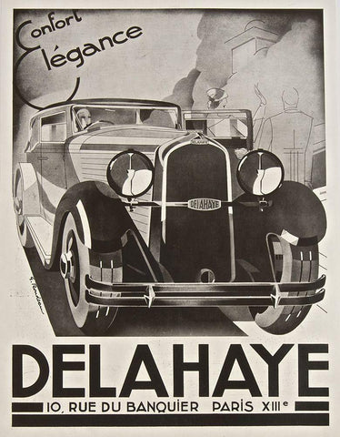 Delahaye Black Ornate Wood Framed Art Print with Double Matting by Vintage Apple Collection