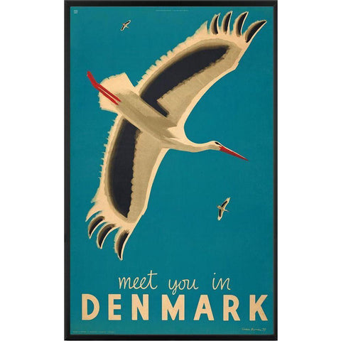 Denmark White Modern Wood Framed Art Print by Vintage Apple Collection