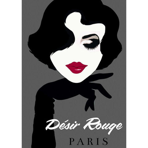 Desire Rouge Black Modern Wood Framed Art Print with Double Matting by Vintage Apple Collection