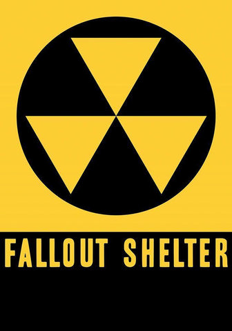 Fallout Shelter White Modern Wood Framed Art Print with Double Matting by Vintage Apple Collection