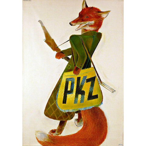 fox pkz White Modern Wood Framed Art Print by Vintage Apple Collection